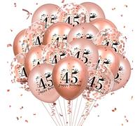 Rose Gold 18 Pcs 45th Birthday Balloons - Latex Confetti Balloons for Men & Women - 12 inch