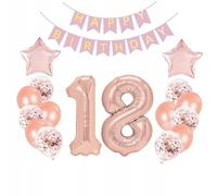 Rose Gold 18th Birthday Balloons and Banner Set