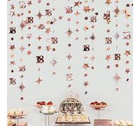 Rose Gold 18th Birthday Decorations Number 18 Circle Dot Twinkle Star Garland Kit Metallic Hanging Streamer Bunting Banner Background for Girls Happy 18 Years 18 Years 18 Years Party Supplies
