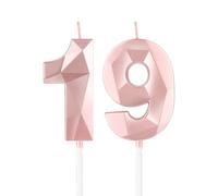 Rose Gold 19th Birthday Candles,3D Number 19 Candle for Cake,Girls 19th Birthday Decorations,Rose Gold 19 Candle Cake Topper for Girls Her Him Birthday Party Wedding Decorations