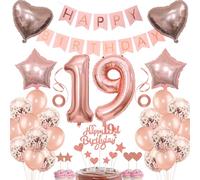 Rose Gold 19th Birthday Decoration - Girl's Birthday Gift with Balloons