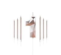 Rose Gold 1st Birthday Candles Set, Number 1 Candle with Rose Gold Long Candles, Birthday Candles for Cake, Birthday Candle, Cake Candles Cake Topper Decorations for Birthday Party Wedding Anniversary