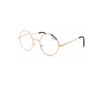 (Rose Gold, +2.00) Mens Womens Classic Round Reading Glasses Vintage Metal Readers +1.0 ~ 4.0
