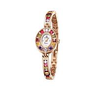 (rose gold) 2024 Bs Bee Sister Gradient Rainbow Crystal Watch For Women Famous Luxury Waterproof Elegant Small Dial Ladies Wristwatches