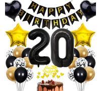 Rose Gold 20th Birthday Boy & Girl Decoration Set - Cake Toppers, Balloons & More