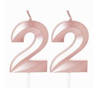 Rose Gold 22 Birthday Candles - Number 22 Candles, 22nd Birthday Cake Toppers