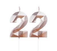 Rose Gold 22nd Birthday Candles for Cake, Number 22 Candle for 22nd Birthday Decorations, 3D Design Cake Topper Decor for Boys Girls Birthday Theme Party Weddings Anniversary Celebration Supplies