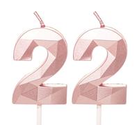 Rose Gold 22nd Birthday Candles - Number 22 Candles for Cake Toppers