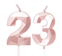 Rose Gold 23 Birthday Candles - Number 23 Candles, Women's 23rd Birthday Cake Toppers