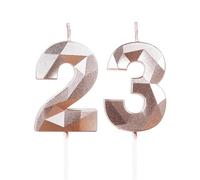 Rose Gold 23rd Birthday Candles for Cake, Number 15 Candle for 23rd Birthday Decorations, 3D Design Cake Topper Decor for Boys Girls Birthday Theme Party Weddings Anniversary Celebration Supplies