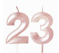 Rose Gold 23rd Birthday Candles - Number 23 Candles for Birthday Cake, Cake Toppers for 23 Year Old Her