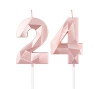 Rose Gold 24th Birthday Candles,3D Number 24 Candle for Cake,Girls 24th Birthday Decorations,Rose Gold 24 Candle Cake Topper for Girls Her Him Birthday Party Wedding Decorations