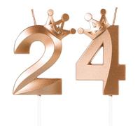 Rose Gold 24th Birthday Candles,Crown Number 24 Candle,42th Birthday Candle for Cake Decorations,Happy Birthday Candle Cake Topper Decor for Girls Boy Men Women Anniversary Birthday Party Supply