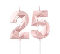 Rose Gold 25th Birthday Candles,3D Number 25 Candle for Cake,Girls 25th Birthday Decorations,Rose Gold 25 Candle Cake Topper for Girls Her Him Birthday Party Wedding Decorations