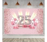 Rose Gold 25th Birthday Decoration - Fabric Poster & Banner for Women's Party Supplies