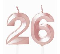 Rose Gold 26th Birthday Candles - Number 26 Candles for Birthday Cake Toppers