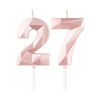 Rose Gold 27th Birthday Candles,3D Number 27 Candle for Cake,Girls 27th Birthday Decorations,Rose Gold 27 Candle Cake Topper for Girls Her Him Birthday Party Wedding Decorations