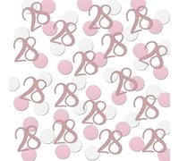 Rose Gold 28 Confetti, 28th Glitter Birthday Number Confetti, 200pcs Anniversary Party Table Decoration Supplies