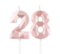 Rose Gold 28th Birthday Candles,3D Number 28 Candle for Cake,Girls 28th Birthday Decorations,Rose Gold 28 Candle Cake Topper for Girls Her Him Birthday Party Wedding Decorations