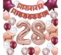 Rose Gold 28th Birthday Party Decorations - Happy Birthday Banner, Foil Balloons, Confetti Balloons for Women
