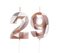 Rose Gold 29th Birthday Candles for Cake, Number 29 Candle for 29th Birthday Decorations, 3D Design Cake Topper Decor for Women Men Birthday Theme Party Weddings Anniversary Celebration Supplies