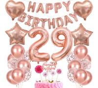 Rose Gold 29th Birthday Women's Decoration Gift - Balloon, Cake Decoration, 29 Years