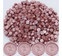 Rose Gold 300 Pcs Wax Seal Beads, Sealing Wax Beads, Refilling Octagon Wax Sealing Beads for Wax Stamp Sealing, Perfect for Wedding Invitations, Christmas Cards, Envelopes, Letter Sealing (Rose Gold)