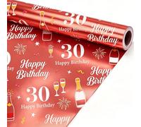 Rose Gold 30th Wrapping Paper Roll, 43cm x 5m 30th Birthday Gift Paper