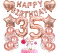 Rose Gold 35th Birthday Women Decoration Gift - Balloon, Cake Decoration, 35 Years Woman