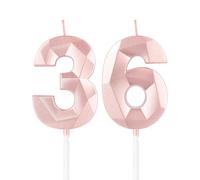 Rose Gold 36th Birthday Candles,3D Number 36 Candle for Cake,Women 36th Birthday Decorations,Rose Gold 36 Candle Cake Topper for Girls Women Her Him Birthday Party Wedding Decorations