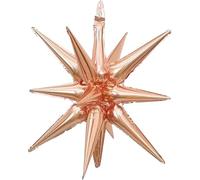 Rose Gold 3D Spike Star Foil Balloon - Large Hanging Starburst Balloon Decoration for Birthday Party, Wedding, Christmas, New Year, Baby Shower & Event Décor, 45cm