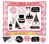 ROSE GOLD 40th birthday Inflatable Photo Booth Selfie Frame & Props Set Giant Selfie Photo Booth Picture Frame Photo Props Blow Up Photo Frame for 40 Years Old Birthday Party Decoration Supplies