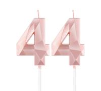 Rose Gold 44th Birthday Candles,3D Number 44 Candle for Cake,Women 44th Birthday Decorations,Rose Gold 44 Candle Cake Topper for Girls Women Her Him Birthday Party Wedding Decorations