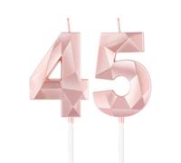 Rose Gold 45th Birthday Candles,3D Number 45 Candle for Cake,Women 45th Birthday Decorations,Rose Gold 45 Candle Cake Topper for Girls Women Her Him Birthday Party Wedding Decorations