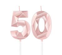Rose Gold 50th Birthday Candles,3D Number 50 Candle for Cake,Women 50th Birthday Decorations,Rose Gold 50 Candle Cake Topper for Girls Women Her Him Birthday Party Wedding Decorations