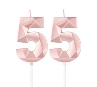 Rose Gold 55th Birthday Candles,3D Number 55 Candle for Cake,Girls 55th Birthday Decorations,Rose Gold 55 Candle Cake Topper for Girls Her Him Birthday Party Wedding Decorations