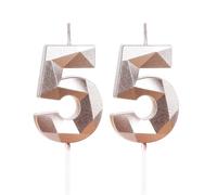 Rose Gold 55th Birthday Candles for Cake, Number 55 Candle for 55th Birthday Decorations, 3D Design Cake Topper Decor for Women Men Birthday Theme Party Weddings Anniversary Celebration Supplies