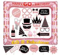 ROSE GOLD 60th birthday Inflatable Photo Booth Selfie Frame & Props Set Giant Selfie Photo Booth Picture Frame Photo Props Blow Up Photo Frame for 60 Years Old Birthday Party Decoration Supplies