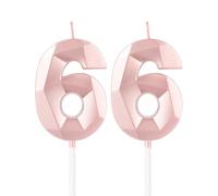 Rose Gold 66th Birthday Candles,3D Number 66 Candle for Cake,Women 66th Birthday Decorations,Rose Gold 66 Candle Cake Topper for Girls Women Her Him Birthday Party Wedding Decorations