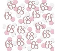 Rose Gold 68 Confetti, 68th Glitter Birthday Number Confetti, 200pcs Anniversary Party Table Decoration Supplies