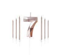 Rose Gold 7th Birthday Candles Set, Number 7 Candle with Rose Gold Long Candles, Birthday Candles for Cake, Birthday Candle, Cake Candles Cake Topper Decorations for Birthday Party Wedding Anniversary