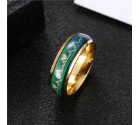 (rose gold, 9) Ecg Fashion Cold Wind Temperature Mood Titanium Steel Ring Temperature Change Stainless Steel Ring
