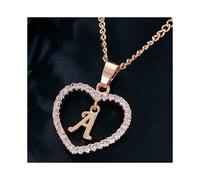 (Rose Gold A) Personalised Love Heart Initial Letter Alphabet Pendant Chain Necklace New