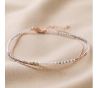 Rose Gold and Grey Two Layered Beaded Anklet lisa angel Rose Gold One Size