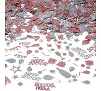 Rose Gold and Silver Happy Birthday Confetti, 3000 Pcs Birthday Cake Table Metallic Foil Confetti Party Table Decor for Party, Baby Shower, DIY Arts and Crafting