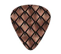 Rose Gold Art Deco Fans On Black,12 Pcs Guitar Pick,3 Different Thickness Plectrums for Acoustic Guitar Bass Ukulele (0.46mm 0.96mm 0.71mm)