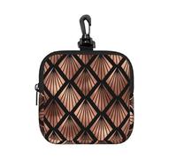 Rose Gold Art Deco Fans On Black, Square Zipper Storage Bag, Neoprene Coin Purse, Small Wallets, Change Pouch, Change Purse