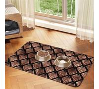 Rose Gold Art Deco Fans On Black,Waterproof Pet Feeding Mat,PU Leather Placemats for Cat Dog Water Bowl,Food Mats,40x60cm