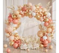 Rose Gold Balloon Arch, 113pcs Pink and Orange Balloon Garland with Pastel Orange Nude White Pearl Rose Gold Confetti Balloons for Birthday Baby Shower Boho Wedding Bride Shower Party Decorations