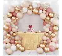 Rose Gold Balloon Arch Kit, 102pcs Beige Retro Pink Balloon Garland Arch with Gold Confetti Balloons for Girls Women's Birthday Party Decoration, Wedding, Baby Shower, Bridal Shower